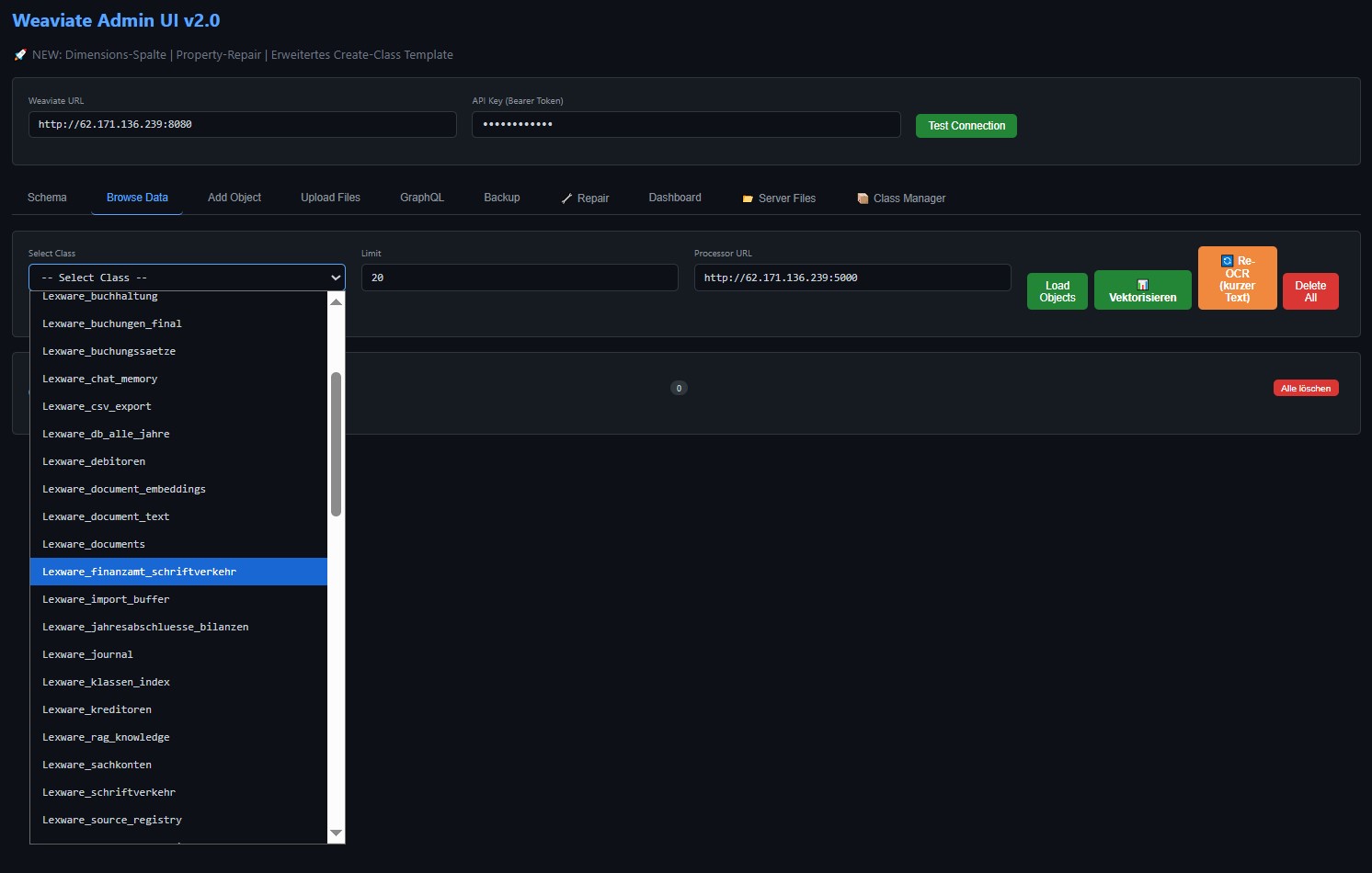 Weaviate Browse Daten